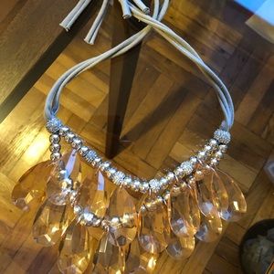 Peach Crystal Statement Bib
